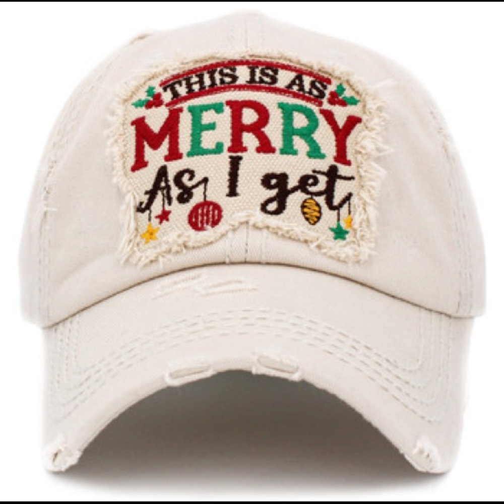 “THIS IS AS MERRY AS I GET” WASHED VINTAGE BALLCAP - Picture 3 of 10